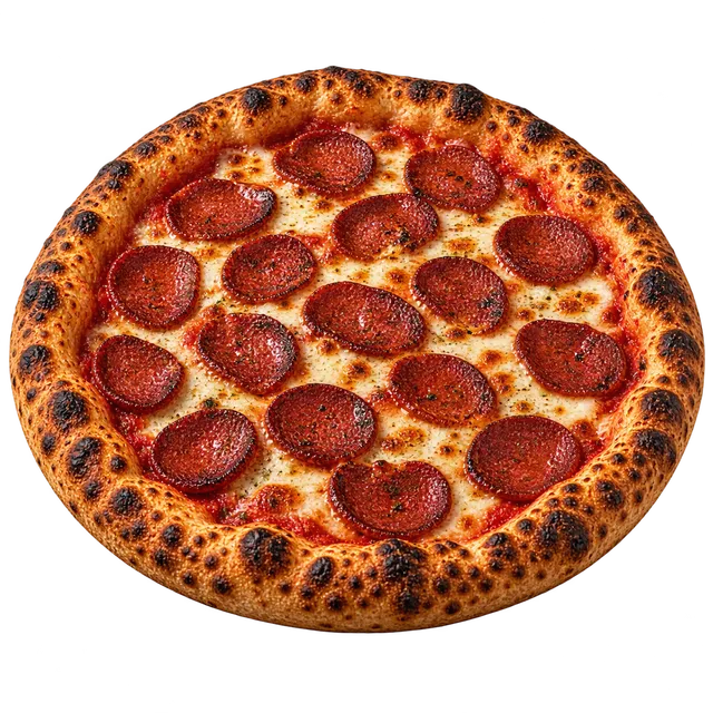 Pizza au sucuk, saucisse turque épicée en rondelles, et fromage fondu